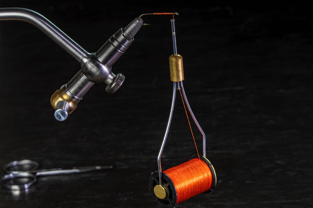 Best Fly Tying Bobbin hanging from vise