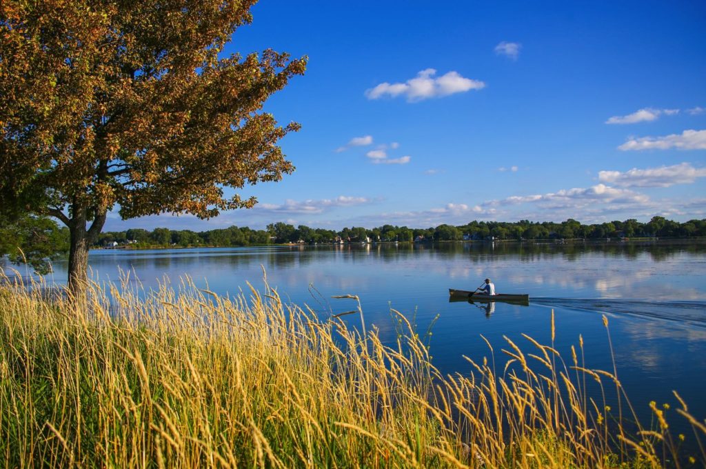 Fly Fishing Wisconsin on a Canoe on a Lake