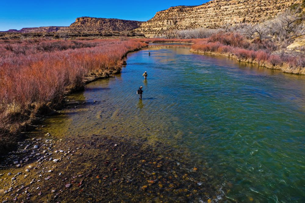 Aerial Photo - Fly Fishing on The San Juan River in New Mexico