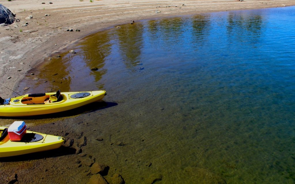 Two kayaks on the water.