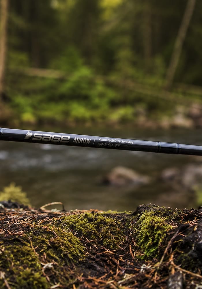 Sage Arrow fly rod KonneticHD blank over a river
