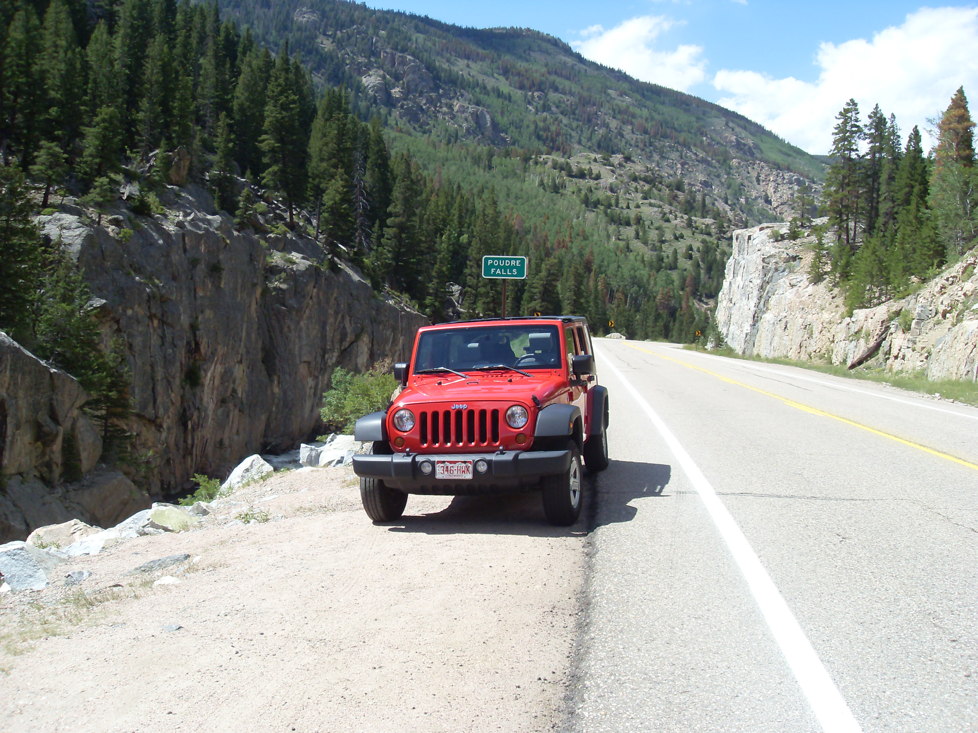 Colorado Highway 14 beside Cache la Poudre River at Poudre Falls