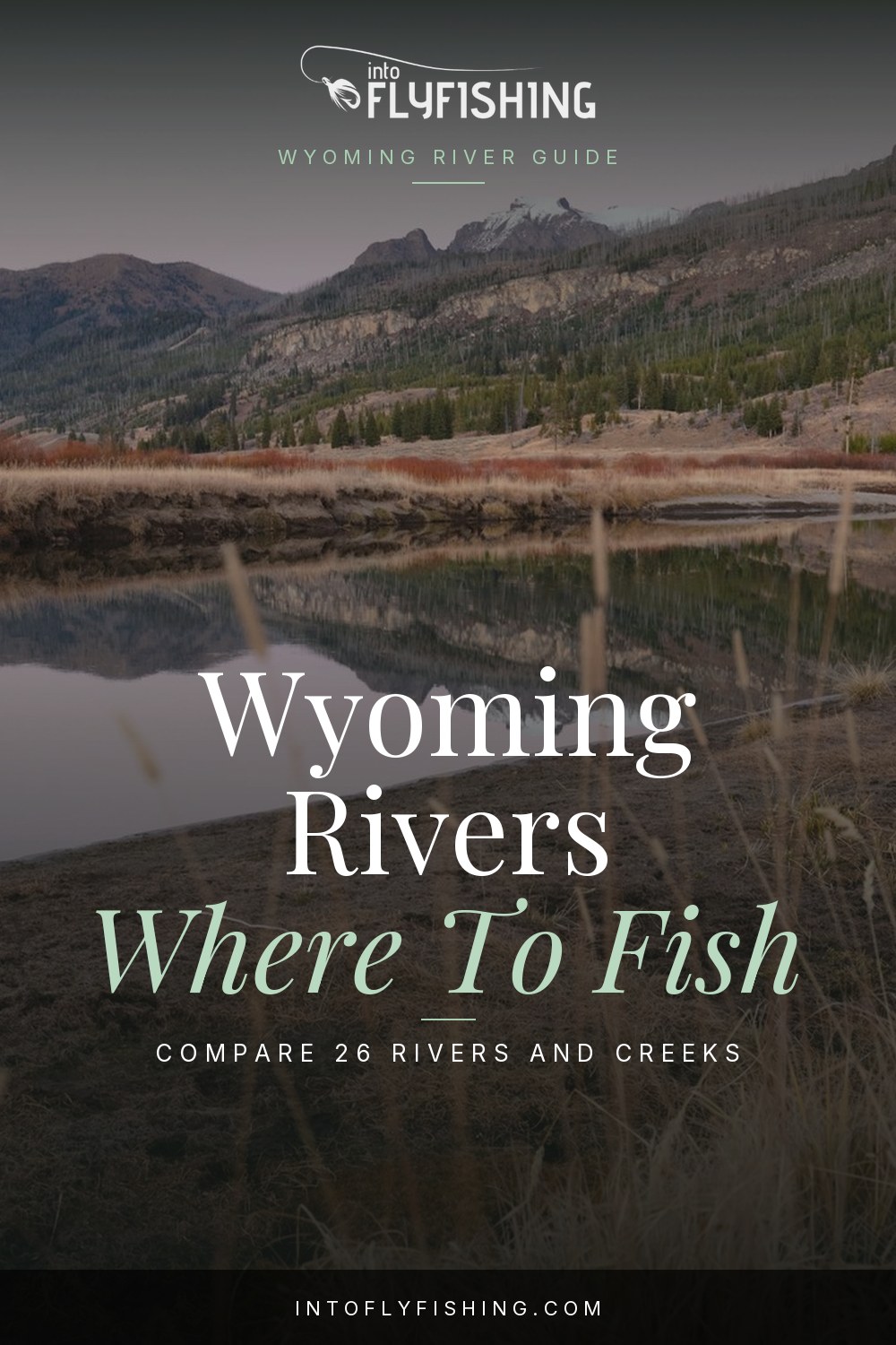 Wyoming Rivers Where To Fish, over a photograph of Slough Creek in Yellowstone National Park.