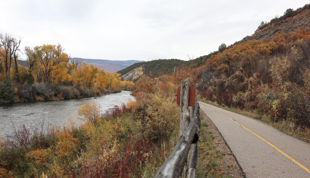 The Roaring Fork River beside the Rio Grande Trail in Catherine, Colorado