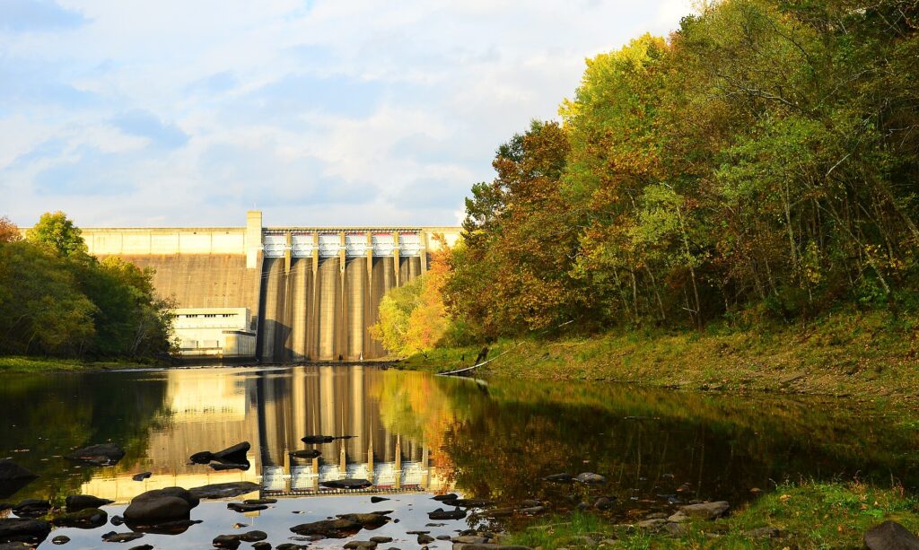 Greers Ferry Dam above the Little Red River tailwater in Heber Springs, Arkansas.