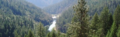 River winding through forested mountains along California Highway 96