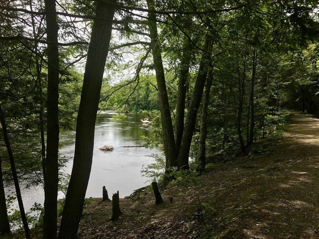 The Farmington River and River Road in Nepaug State Forest.