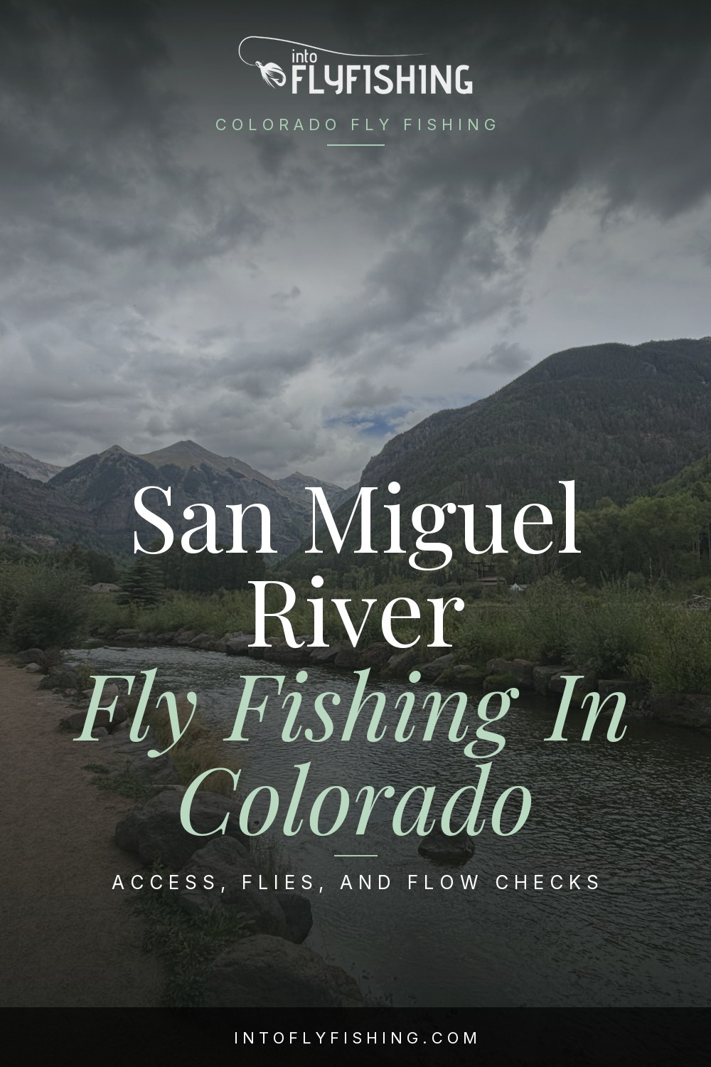 San Miguel River fly fishing guide text over an exact San Miguel River photograph.