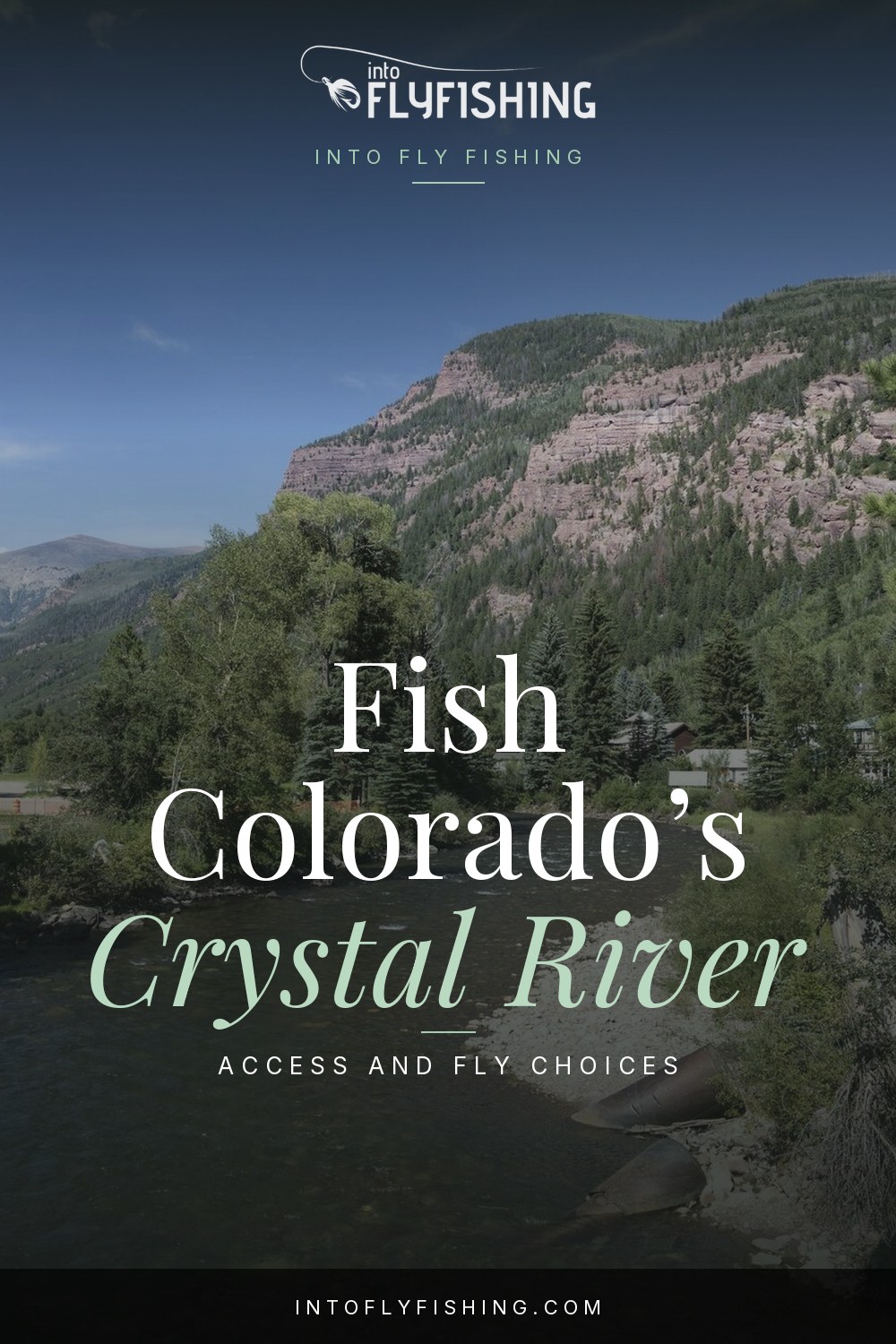 Crystal River Colorado guide pin over a photograph of the river.